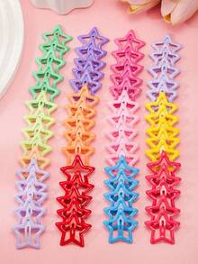 30/60/90pcs/Set Colorful Star Hair Accessories For Girls, Simple & Cute, Shiny Surface. Includes BB Clips, Side Clips, Hair Clips, Bangs Clips And Loose Hair Clips, Suitable For Girls' Daily Use. - Multicolor - View 3