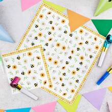 20pcs/40pcs/60pcs,Bee Paper Napkins 16.5 X 16.5 Cm Daisies Print Disposable Luncheon Napkins 2-Ply Yellow Honeycomb Lunch Paper Tissues With Sunflower & Daisy Design For Spring Summer Home Dinner Buffet Tableware Party Supplies - View 5