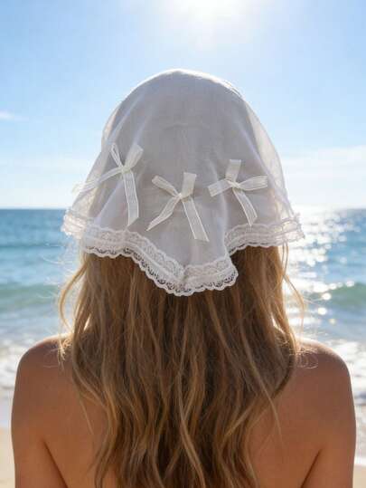 1件装 Atmosphere 纯色发箍，芭蕾舞鞋风格蝴蝶结装饰，用途广泛，适合日常、海滩、防晒、发饰，春夏皆宜