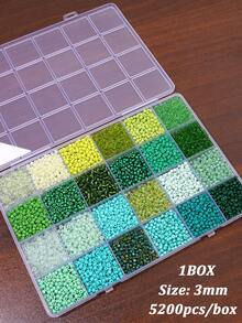 5200 piezas/Caja Cuentas de vidrio de 24 rejillas Kit de fabricación de joyas DIY, adecuado para pulseras de mujer y regalos festivos - caja de 24 compartimentos - Ver 14