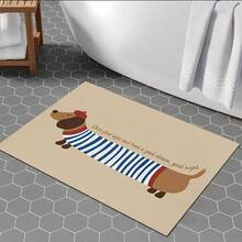 1pc Non-Slip Dachshund Silica Gel Mat, Charming Beige Rectangular Foot Pad Suitable For Bathroom And Kitchen, Quick Drying Cartoon Dog Design Carpet - Dachshund Puppy - View 10