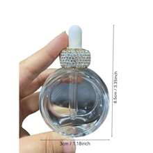 Creative Rhinestone Flat Round Thick Bottom Essential Oil Bottle, Transparent Dropper Essence Glass Bottle, High-End Cosmetics Refill Bottle - View 4