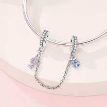 A Silver Plated Safety Chain Butterfly Flower Pendant Suitable For 3mm Original Bracelet Necklace DIY Bead Women's Daily Gift, Birthday Party Holiday Gift - Multicolor - View 11