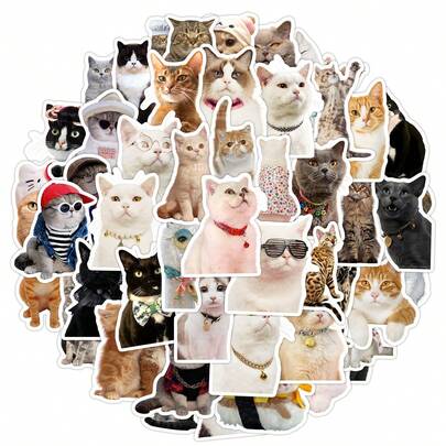 50pcs Cute Waterproof Graffiti Stickers, Suitable For Cats And Dogs, Can Be Pasted On Desktops, Refrigerators, Phone Cases, Scooters, Water Bottles, Etc. An Excellent Gift For Friends, Classmates And Family