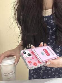 1个粉色磁吸樱花手机壳 + 磁吸PU皮革卡槽 TPU防震手机壳，适用于 11/12/13/14/15/16/17/PROMAX - 粉色 - 查看 5