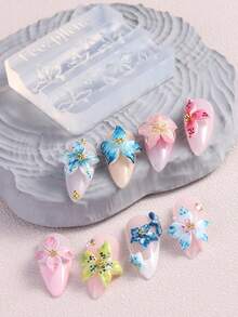 Lily Flower Embossed Nail Art Carving Mold, Lotus Petal Pattern Design, DIY Nail Removal Tool, Nail Art Supplies, Nail Tools, Nail Art Tools, Back To School Season, Nail Art, Nail Tools (Suitable For Nail Stickers) - Clear - View 9