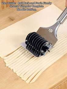 1PC 8.8-Inch Stainless Steel Pasta Cutter Roller, Manual Spaghetti Maker & Dough Lattice Cutter, Handheld Noodle Extruder Tool For Italian Pasta, Pastry & Kitchen DIY, Random Color - View 2