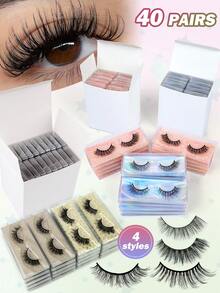 MAGEFY 20/40 Pairs Natural Crossing Full Effect Mixed False Eyelashes, Delicate Daily Wear, Cartoon Style, Travel Essential, New Year Gift, Christmas Eyelash Gift Box, Date Gift (For Women), Girlfriend, Wife, Mother, Birthday Gift, Party Gift, Gift Box Packaging - Black - View 3