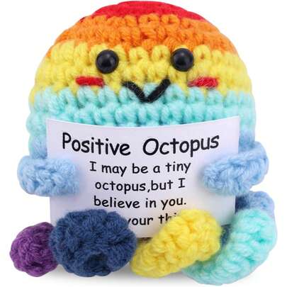 1pc Active Octopus Gift Love Support, Octopus Desk Decoration Accessories For Men And Women, Crochet Octopus Doll With Emotion Card, Valentine's Day, Anniversary, Birthday, Christmas, Thanksgiving, Mother's Day Or Father's Day, This Actively Hand Woven Octopus Is Suitable For Any Warm Occasion And Is The Perfect Gift For Friends, Family