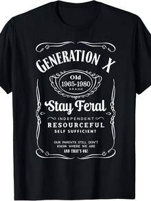 Camiseta, suéter y sudadera con capucha Generation X Stay , artículos unisex para el Día del Trabajo, suave, 100% algodón, transpirable, cuello redondo, corte regular, lavable a máquina, adecuado para salidas de verano, uso en festivales, ropa casual. - Negro - Ver 2