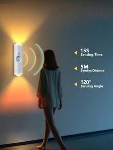 YITUMU Rechargeable LED Sensor Night Light, Magnetic Wireless Wall Lamp, 3 Colors/RGB, Dimmable Ambient Lighting, Suitable For Wardrobe, Stairs, Bedroom, RV And Camping (Best For Stationary/Fixed Use) - White - Casing - View 12