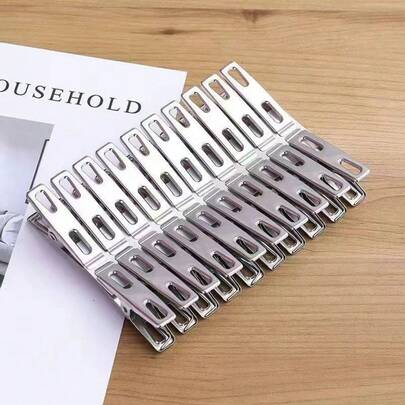 Stainless Steel Clothespins, Heavy Duty Clips, Metal Clip Set, For Hanging Socks, Clothes, Photos, Food Sealing, Outdoor Clothespins To Prevent Clothes From Blowing Away