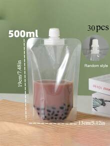 50-500毫升咖啡液体包装袋，便携式饮料袋，果汁袋，冷热饮立式容器，透明吸管袋，防漏，塑料果汁饮料袋，户外透明便携式水袋，防漏挤压袋，可重复密封液体袋，用于储存酒精饮料、牛奶和其他饮料，50毫升/100毫升/150毫升/200毫升/250毫升/300毫升/350毫升/500毫升水瓶 - 查看 16