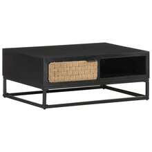 CROISSANCE Tavolino da Salotto 90x60x35 cm in Legno Massello di Mango - nero - Visualizzare 2