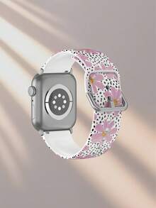 1pc Soft Elastic Breathable Polka Dot Floral Pattern Watch Band, Suitable For Samsung, Honor Smartwatches, 38mm 40mm 41mm 42mm 46mm 45mm 44mm 49mm, Floral Fashion Casual Silicone Watch Strap For Apple Watch Ultra SE/11/10/9/8/7/6/5/4/3/2/1, Gift - Multicolor - View 2