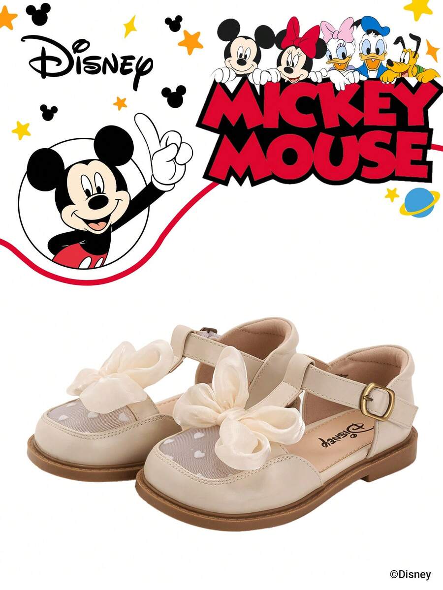 Sản phẩm hợp tác chính thức với Mickey Mouse | Sandal đế bằng kiểu chiến binh Disney dành cho trẻ em với chi tiết nơ, giày quai ngang mùa hè. - Màu be - Xem 1