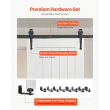 Schiebetür im Scheunenstil Schiebetürsystem (762 x 2134 mm) aus hochfesten MDF-Platten, Scheunentor mit Hardware-Kit & wasserfester PVC-Oberfläche & H-Rahmen für Wohnzimmer Badezimmer Weiß - Weiß, Verbundplatte, 76 x 213 cm - Übersicht 5