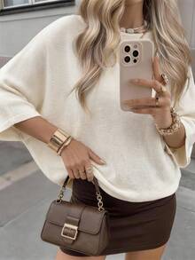 Áo len nữ Mejors màu trơn dáng rộng, kiểu dáng tối giản, áo khoác ngoài phong cách đường phố cho mùa thu/đông, màu trắng. - trắng - Xem 2