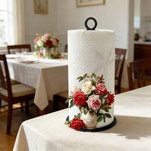 Giá đỡ khăn giấy nhà bếp họa tiết hoa hồng 10,24 inch - Kiểu dáng thời trang, đế sắt bền chắc, hoàn hảo để trang trí nhà bếp, phòng tắm, bàn ăn, đám cưới, tiệc tùng, Ngày Valentine, Ngày của Mẹ, Ramadan và các dịp lễ khác. - Nhiều màu - Xem 4