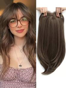 22英寸直发接发片，优雅的18-22英寸直发接发片，采用高温丝材质，由浅棕色渐变至黑色，适合中年女性，佩戴方便，是理想的圣诞礼物。 - 彩色 - 查看 21