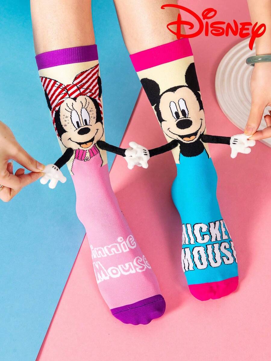 Cute 3D Disney Mickey Mouse Over-The-Knee Socks, Children's Christmas Stockings, Fashionable Children's Party High Socks, High-Quality Gifts. Back To School Season, Fun And Fashionable Disney Fans, Family Gathering Christmas Gifts Handbag Socks - Multicolor - View 1