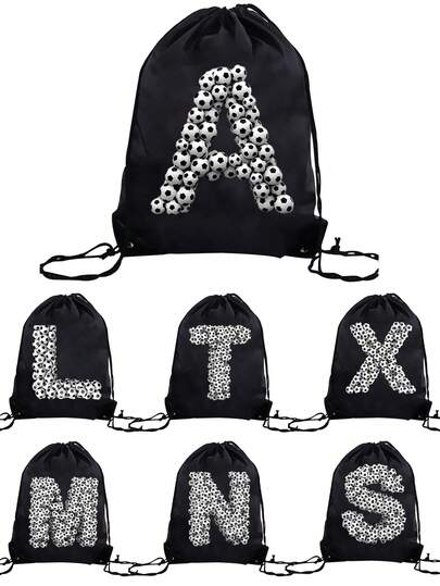1pc Football Pattern Sports Bag, Football Letter Outdoor Sports Bag, Basketball Backpack, Hiking Bag, Large Capacity Lightweight Drawstring Bag Suitable For Sports, Outdoor, Hiking, Travel