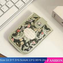 Vintage Floral Pattern Pull-Out Multi-Card Slot ID Holder, Large-Capacity Compact Ultra-Thin Synthetic Leather Card Case With Snap Closure - Camellia In Full Bloom - View 2