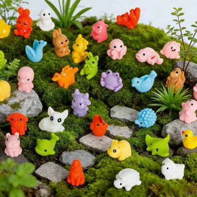 5/20/50/100 Colorful Resin Animal Figurines, Decorative Accessories For Outdoor Gardens, Moss Micro-Landscapes, Fish Tanks And Bonsai