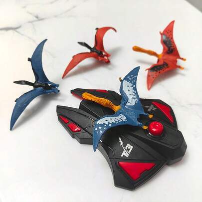 Juguete de tiro para niños, Lanzador negro + 4 proyectiles de dinosaurio, Juguete de juego manual para exteriores, Adecuado como regalo de cumpleaños para niños