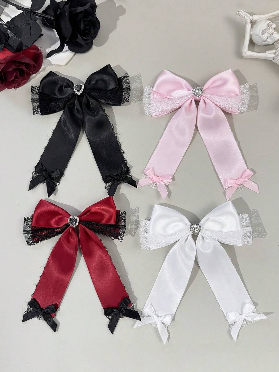 1 chiếc kẹp tóc nơ ren phong cách Gothic thanh lịch dành cho nữ, phù hợp với thời trang Gothic, trang phục lễ hội, mọi dịp, món quà tuyệt vời cho bạn thân, kẹp tóc, phụ kiện, kẹp càng cua. - Nhiều màu - Xem 1