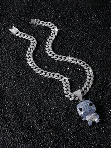 1pc Men's Fully Iced-Out Hip Hop Cuban Chain With Cartoon Animal Turtle Pendant Necklace - Style a - View 3