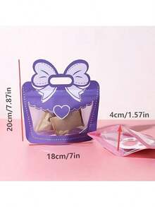 12 pièces Nouveaux sacs-cadeaux avec nœud papillon, sacs plastiques 3D à fermeture automatique avec nœud papillon, convient pour les accessoires et l'emballage de petites cartes - multicolore - Voir 4