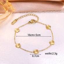 Titanium Steel Luxury Minimalist Five-Leaf Flower Bracelet Necklace Set, Delicate Jewelry For Women - Single-sided Lace Bracelet - View 2