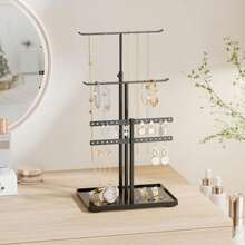 1pc - Jewelry Display Stand With Base, 5-Tier Necklace & Earring Display Tree, Bracelet Earring Ring Holder, For Bedroom/Window Display/Event Exhibition/In-Store Decor/Photo Decor. Detachable & Convenient. Minimalist Fashion Luxury Elegant. Mother's Day Gift (Random Style/Random Pattern/Random Accessory) - Multicolor - View 14