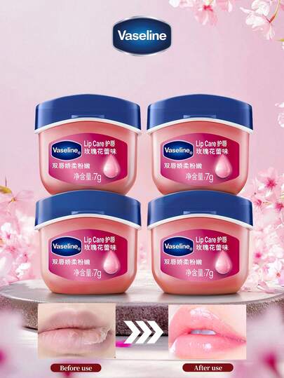  Vaseline Lip Therapy Original – Mini Vaseline Lip Balm, Hydrating Petroleum Jelly, Clear Lip Gloss, Travel-Size, 0.25 Oz Ea (Pack Of 4)Rosebud Flavor