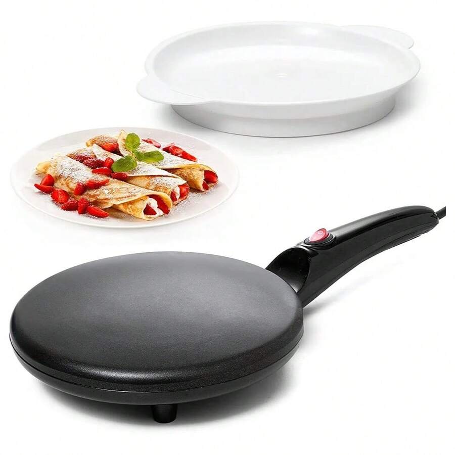 Crepera Eléctrica Antiadherente, crepera casera,crepera portátil, máquina para hacer panqueques automática,rosa, Con Accesorios,máquina para hacer panqueques portátil, máquina para hacer panqueques con revestimiento antiadherente y control automático de temperatura para evitar quemaduras, superficie antiadherente, calienta uniformemente, fácil de limpiar Calienta rápido, conveniente y rápido de usar, se calienta rápidamente en 20 segundos, con luz indicadora, le permite hacer crepes, tortillas suaves, tortillas, panqueques, huevos enrollados, adecuado para principiantes y profesionales de la cocina (Negro) - Tipo de Enchufe A USA (110-127V) - Ver 1