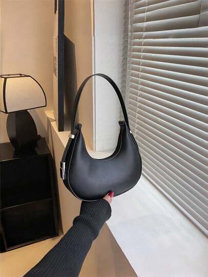 Bolso de hombro/bolso de mano de lujo de piel de PU de moda, bolso en forma de media luna de nicho francés, adecuado para compras o ir al trabajo