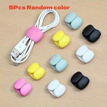 5pcs Multi-Color Cable Organizer Clips - Soft Color & Black Durable Plastic Cable Holders, Compatible With Type-C/Lightning/Micro-A Cables For Earphones, Chargers, Tablets, Smartphones, Laptops (Pink, Yellow, White, Gray) - Cable Management Clip - View 9