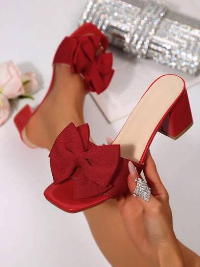 Giày sandal cao gót đế dày màu nâu dáng retro mùa hè, dép bít mũi vuông hở mũi cao gót dành cho học sinh, dép cao gót dự tiệc thắt nơ.