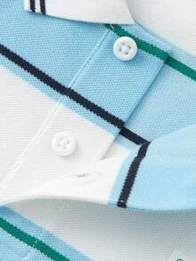 Balabala 男童夏季条纹Polo衫 2026 舒适柔软凉爽透气上衣 - 白藍色調 - 查看 3