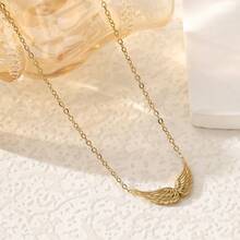 1件不锈钢个性化天使翅膀双孔吊坠项链，18k镀金首饰，女士礼物 - 翅膀吊墜項鍊 - 查看 4