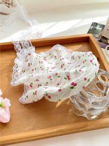 1pc Plaid Floral Trim Headband & Bandana Set, Minimalist Cartoon Style, Versatile Sweet Countryside Vibe Hair Accessories For Teenage Girls - Multicolor - View 13
