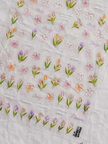 1pc 5D White Daisy Soft Embossed Self-Adhesive Nail Art Sticker, Colorful Floral Nail Decals - Multicolor - View 7