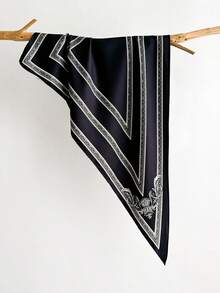 1pc Fashionable Retro Minimalist Striped Print Versatile Triangle Scarf/Shawl, Suitable For Daily, Office, Vacation Occasions - Brown - View 10