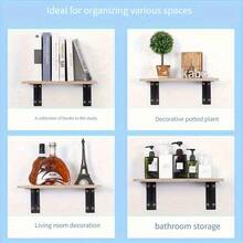 2 Pcs 16 Inches Shelf Bracket Heavy Duty Floating L Shelf Bracket, Powder Coated, Complete Mounting Hardware, Easy Install, Metal Shelf Bracket With Hardware, Black - Black-16 In - View 8