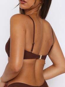 Women's Strapless Bikini Sets Tube Top Bandeau Swimsuit Mid Rise Two Piece Bathing Suits - Coffee Brown - View 3