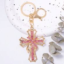 1PC Creative Rhinestone Cross Pendant Keychain Metal Car Hanger Small Gift Business Gift Hot Selling Style - B - View 15
