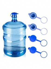 1/2/3/4pcs 3/5 Gallon Water Dispenser Bottle Caps, Silicone Reusable Replacement Lids, Leak-Proof Bottle Caps, Fit 55mm Water Cooler Bottles, Random Styles - Blue - View 1