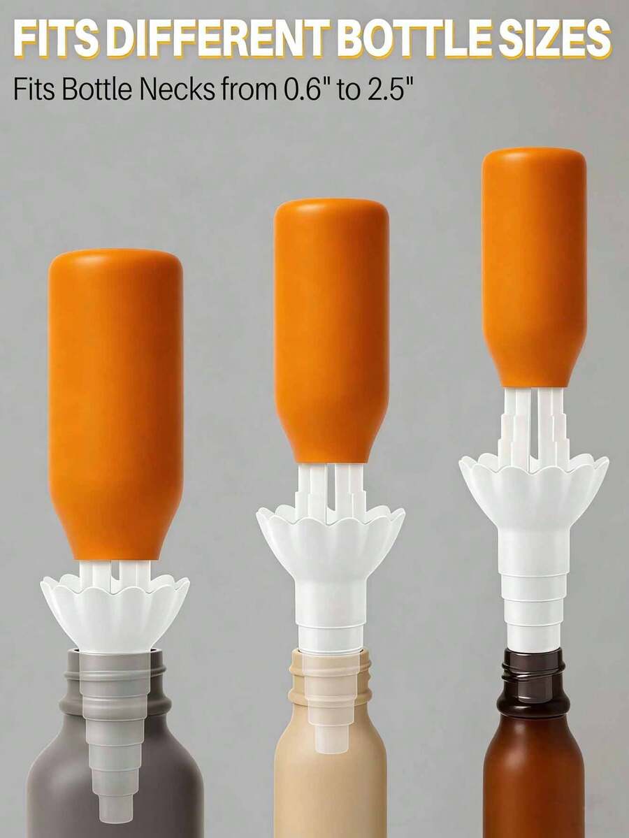 1 Set Universal Bottle Mouth Empty Refill Kit - Reusable Liquid Transfer Adapter With Anti-Spill Funnel, Suitable For Soap, Shampoo, Conditioner, Lotion And Bathroom Use