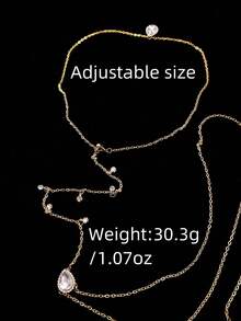 1pc Elegant Fashion Faux Crystal Chain Necklace, Suitable For Brides, Weddings, Parties, Special Occasions, Festivals, Daily Wear Accessories For Women - Gold - View 8